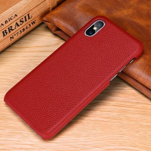 For iPhone XS XR Genuine Leather Phone Case iPhone 7 8 Litchi Skin Leather Back Case Business Back Cover for Apple iPhone XS Max