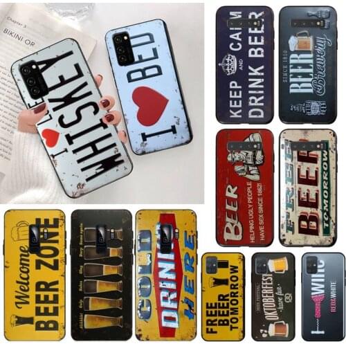 YJZFDYRM Hot Sell Beer Plate Metal Plate Car Number Phone Case for Samsung S20 plus Ultra S6 S7 edge S8 S9 plus S10 5G lite 2020