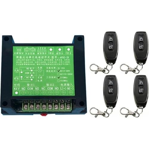 DC12V 24V 36V 48V 2CH 2 CH Radio Controller RF Wireless Relay Remote Control Switch 315 MHZ 433 MHZ Transmitter+ Receiver