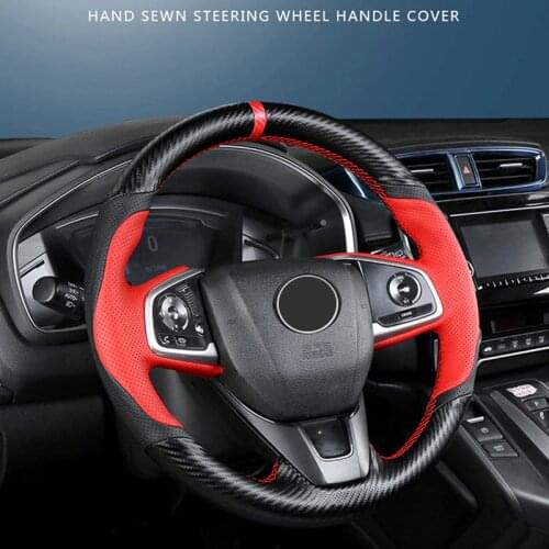 For Honda Civic Lingpai Share Domain INSPIRE CR-V Carbon Fiber Leather Steering Wheel Hand Sewing Wrap Cover Wear Resisting