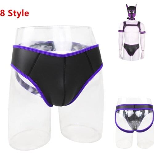 Erotic Gay Bondage Underwear Crotchless Rubber Panties Fetish Men Penis Chastity Cage Open Crotch Sissy Pantie for BDSM Sex