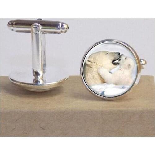Hot Sale Polar Bear Cuffink Polar Bear Love Jewelry Mother & kid Collares to.us bear gift Art photo Cuffinks Bangle