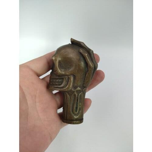 Head of dragon skull snake walking stick head hand to collect antique antique bronze ware