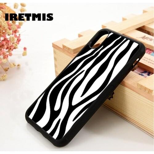 Iretmis 5 5S SE 6 6S TPU Silicone Rubber Phone Case Cover for iPhone 7 8 Plus X Xs 11 12 MINI Pro Max XR Zebra Striped Print