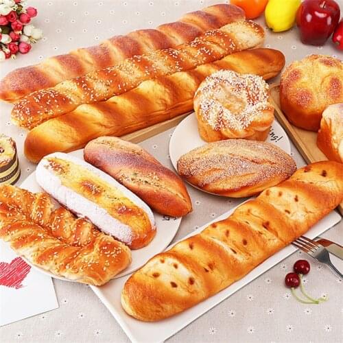 PU Simulation Bread Fake Model Rye Cake Baguette Burger Furnishings Soft Decoration Fragrant Baking Shooting Photography Props