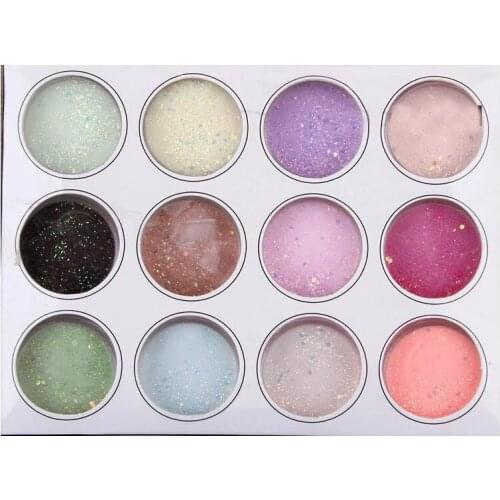 12 Colors Nail Art Crystal Powder Acrylic Carving Powder Nail Art Design Sculpture For UV Gel Nail Decoration