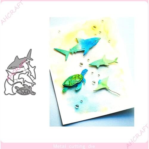 Sea Shark and Sea Turtle Metal Cutting Dies for DIY Scrapbooking Photo Album Decorative Embossing PaperCard Crafts Die 2021