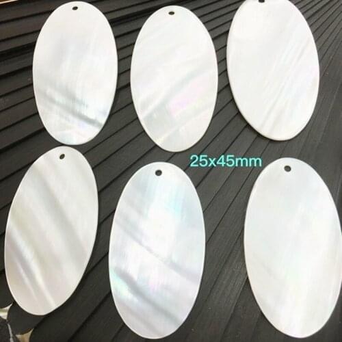 Fashion white color oval loose diy shell beads big oval jewelry accessory shell beads with top hole 25*45mm xsb147