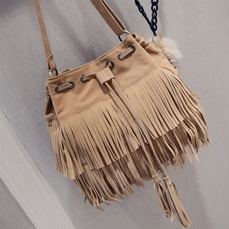 Retro Faux Suede Fringe Women Messenger Bags Tote New Handbag Tassel Shoulder Handbags Crossbody Bag