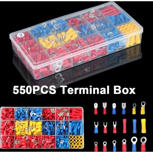 Box Assorted Electrical Crimp Terminal Kits Ring Fork Male Female BV Cord Pin End Butt Insulated Spade Wiring Terminals Set