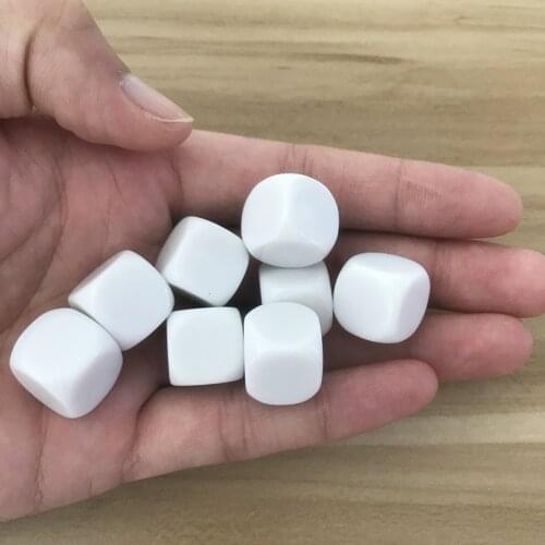 New 50/100/200 Pcs/Lot 16mm Blank Dice D6 Acrylic White Rounded Corner Blank Dice Write and Carving Children Teaching Game Dice