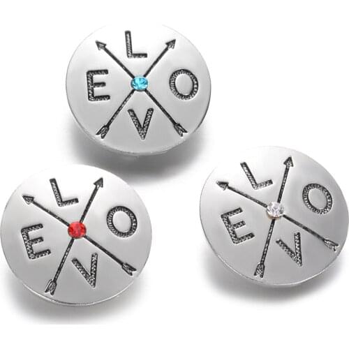 New 18MM Snap Jewelry Metal Love Letter with Arrows Snap Buttons Fit Snap Bracelet Bangle Earrings Necklaces Vn-2037