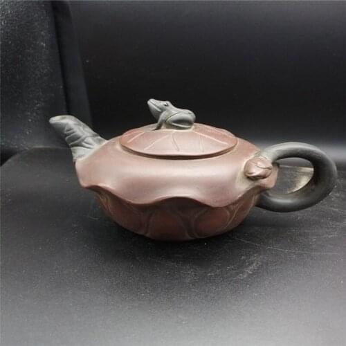 Yixing genuine red clay teapot famous semi manual triple jump frog teapot antique collection home decoration