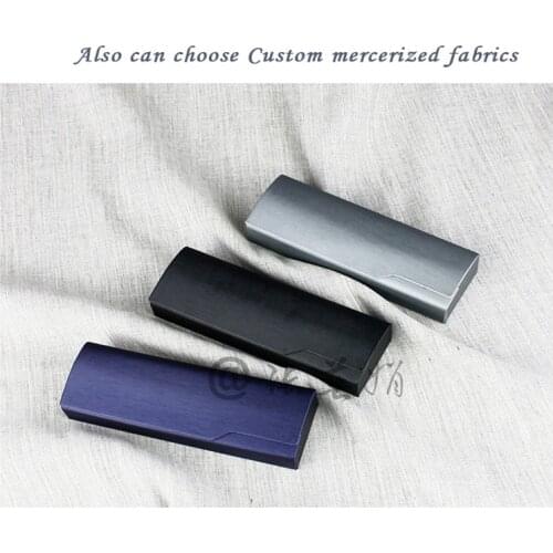 Wood Grain Flip Rectangle Hard Metal Magnet Glasses Case With Velvet Lining