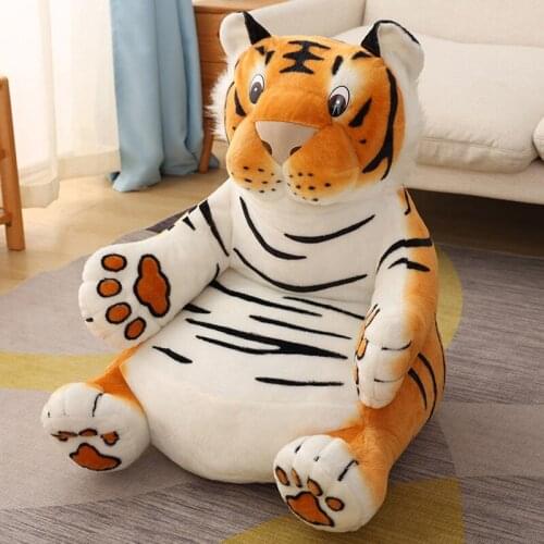 Lifelike Tiger Leopard Dog Duck Plush Seat Cushion Indoor Floor Stuffed Sofa Colorful Animal Decor Pillow for Children Gift