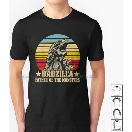 Dadzilla Father Of The Monsters Retro Vintage Sunset T Shirt 100% Cotton Dadoo Friend Her Family Wedding Im Sister Pop Novelty