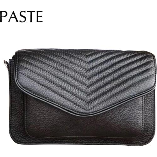 Chic Famous Brand Flap Bag Slant Stripe Cover Chain Design Women Crossbody Shoulder Bag 100% Natural Leather Daily Purse