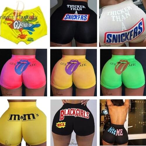 New Womens Shorts Wid Waist Snickers Print Sexy Summer Beach Slim Female Short Pants 2021 Sexy Hot Sale Hip-hop Sports Shorts