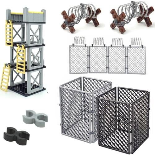 Military Base Barbed wire Building Block City military Scene Accessory Fence Isolation net MOC Parts Brick 30104 92338 chain