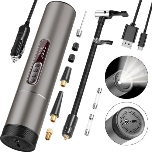 Air Compressor 6600mAh 30L / Min 12V 120 PSI Tire Inflator Electric Auto Pump for Car Motorcycle Bike Aluminium Alloy LED Light