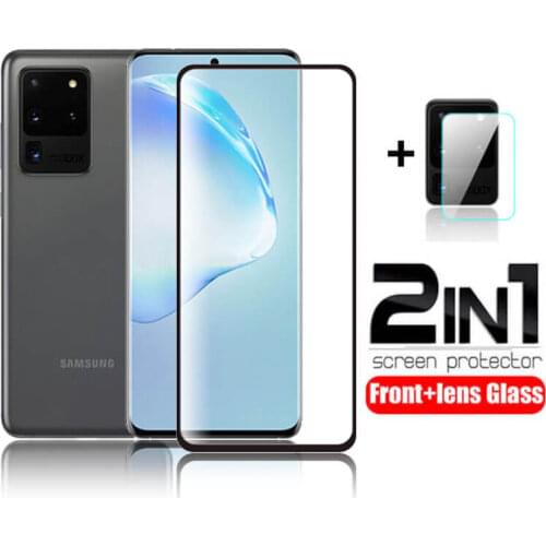 2 IN 1 For Samsung Galaxy S20Ultra Protective Glass On For Samsung S20 Ultra S 20 Plus S10 S10E Tempered Glas Screen Protector