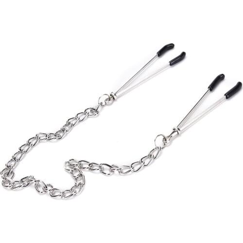 Stainless Steel Long Chain Nipple Clamps Tweezers Erotic Novelty Adult Game Breast Clips for Adult Couples Flirting Toys
