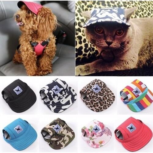 S-XL Lovely Pet Dog Cat Canvas Visor Cap Dogs Puppy Baseball Caps Sun Portective Pets Sunhat Sunshade Hat