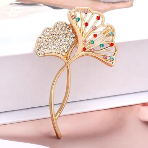 Ginkgo Leaf Brooches For Women Wedding Party Flower Broches Fashion Bijouterie Broche Femme Bijoux De Luxe