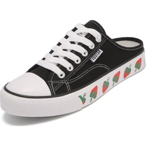 Canvas Shoes Female 2019 Summer New Wild Half Drag Ulzzang Can Step On No Heel A Pedal Lazy Shoes