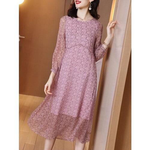 Women Summer Floral 200% Beach Dress Mulberry Silk Boho Party Ladies Dresses 2020 New Vestidos A20C6222AGF KJ5468