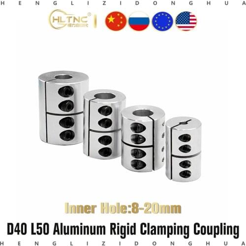 1PC D40 L50 Aluminum Alloy Rigid Coupling High Precision Shaft Rod Coupler Clutch For Cnc Stepper Motor Carving Machine Screw