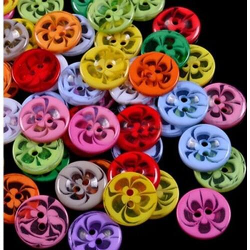 100pcs Mixed Flower Resin Buttons 2 Holes Sewing Scrapbook Cardmaking Craft 14mm Clothing Needlework Supplies Accessories
