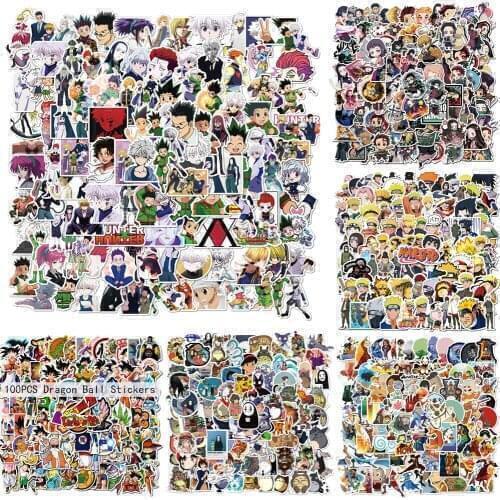100PCS anime Collection Dragon Ball naruto Waterproof Cartoon Children Toy Mixed Sticker Mobile Traveling Bag Funny Doodle gift