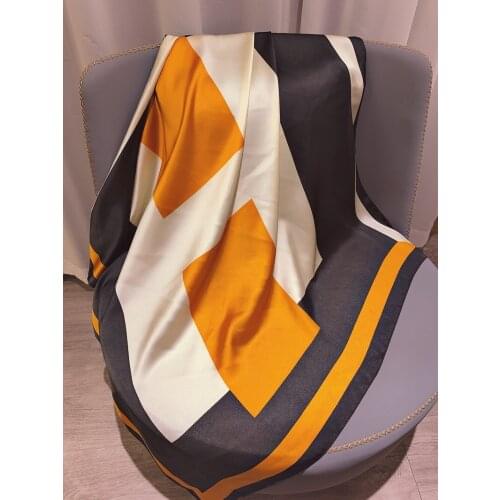 2021 Satin Scarves Fashion Colored Printed Silk Scarves Womens Shawl Spanish Dual Scarves