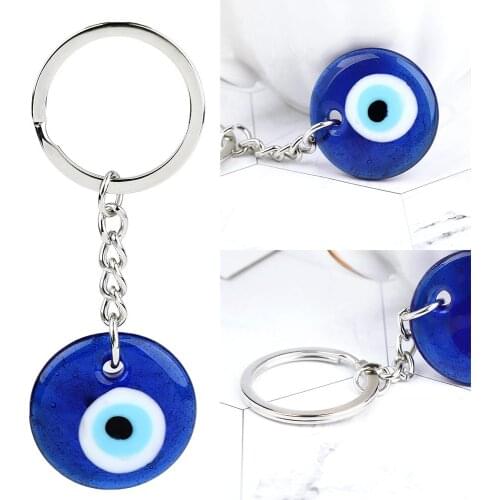 30mm Fashion Lucky Turkish Greek Blue Eye Charm Pendant Gift Fit Jewelry DIY Keychain Car Key Chains Ring Holder Accessories