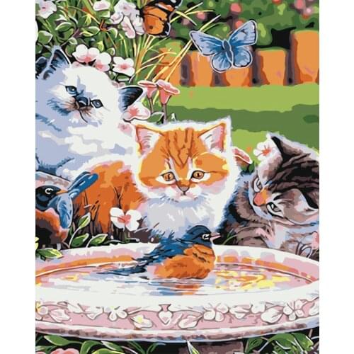 40×50CM DIY Painting By Numbers Picture Colouring Cat Basis HandPainted Oil Painting Unique Gift Home Decor
