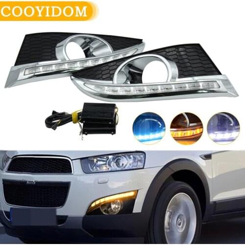 Car 12V LED DRL Daytime Running Lights with fog lamp hole For Chevrolet Captiva 2011 2012 2013 2014 2015 Turn Signal Relay