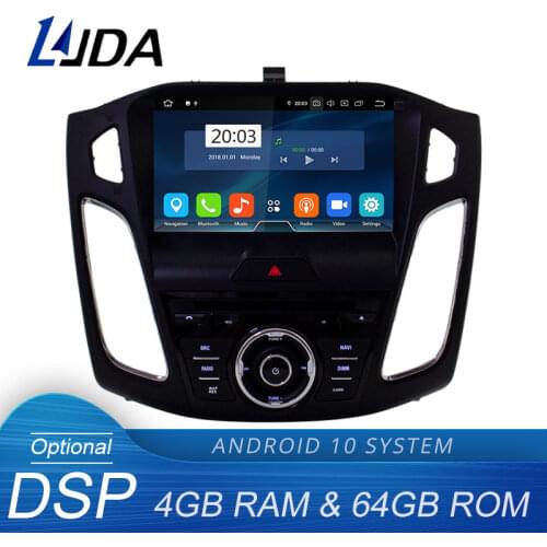 LJDA Android 10.0 Car DVD Player For Ford Focus 2015 2016 2017 2018 Multimedia GPS Navigation Stereo 1 Din Car Radio DSP 4G+64G