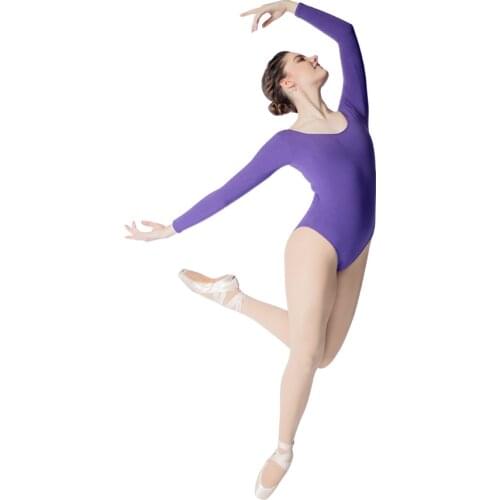 Retail Wholesale Red and More Colors Cotton/Lycra Long Sleeve Ballet Dancing Leotards with Drawstring Front for Girls and Ladies