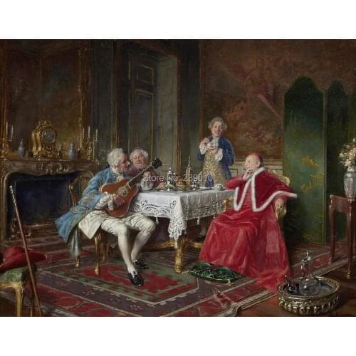 Free shipping Earl male music party oil painting canvas prints court figure oil painting on canvas home wall decoration picture