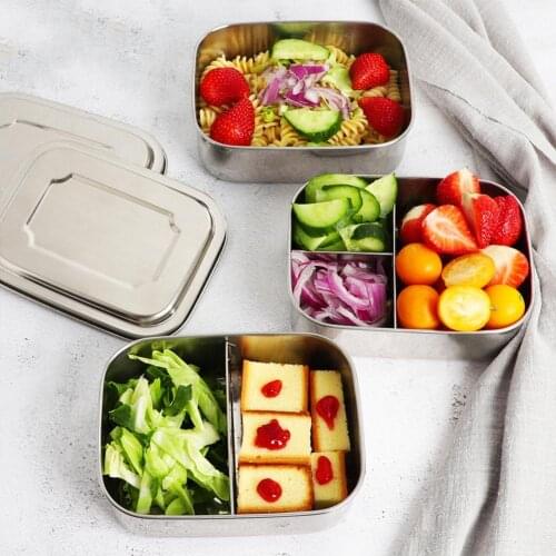 Safe food grade 1/2/3 grid stainless steel portable food container student lunch box office worker lunch dinner storage
