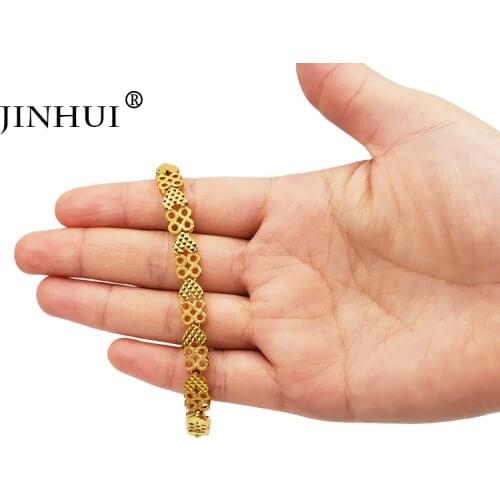Jin Hui Fashion African Gold color Men heart-shaped Bracelet Women Party Ornament Luxury Gifts for Friends Dubai Bangle Jewelry