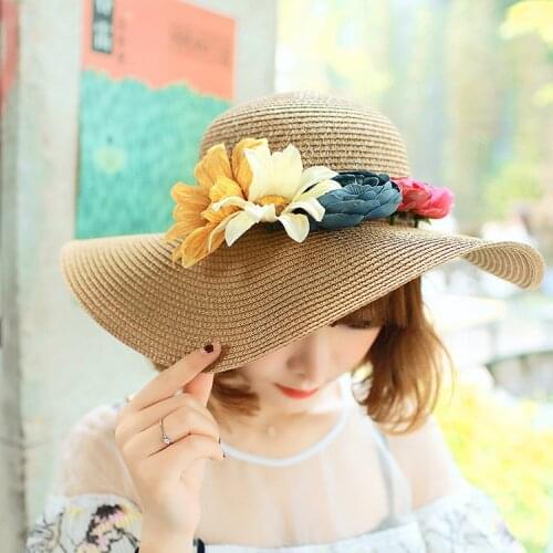 Flower Hat 2019 New Parent-child Double-color Beach Lady Sunshade Hats Women Summer Sun Protection Fashionable Visor Caps H138