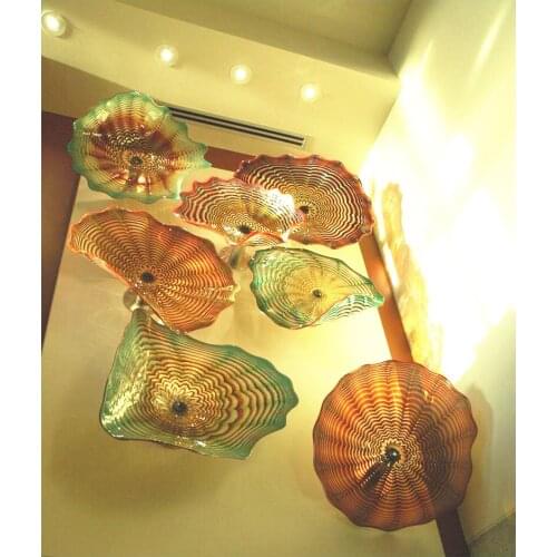 Home Decor Flower Murano Glass Wall Art Multi Colored Hanging Plates Wall Art