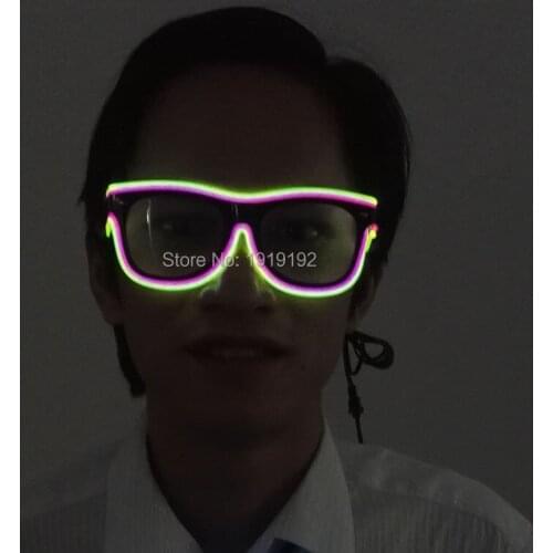 Double Colorful El Wire Neon LED Light Up Shutter new arrival Glow Glasses Rave Costume Party DJ Bright SunGlasses