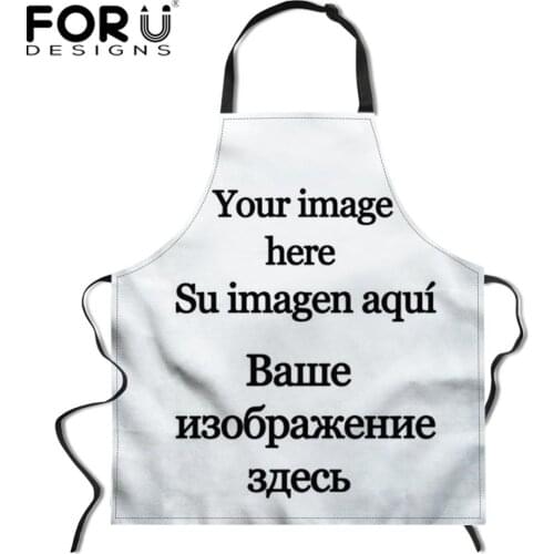 FORUDESIGNS Customize Your Image Logo Apron Unisex Women Man Chef Kitchen Cooking Apron Ladies Girls Baking Bib Cleaning Apron