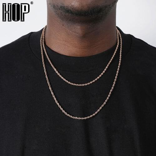 HIP Hop Width 3mm/4mm/5mm Gold Rope Chain Twisted 316L Stainless Steel Necklace Men Necklaces For Women Men Jewelry