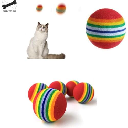 Cat Toys Chew Rattle Scratch EVA Ball Rainbow Colorful Pet Ball Interactive 3.5cm Play Training Pet Supplies