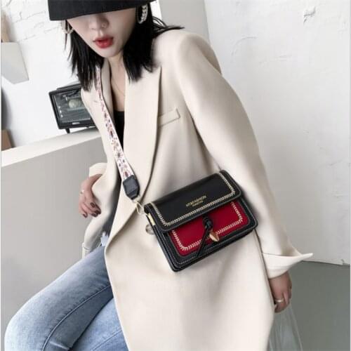 2021 contrast leather messenger bag womens travel handbag fashion simple one shoulder messenger bag womens messenger bag