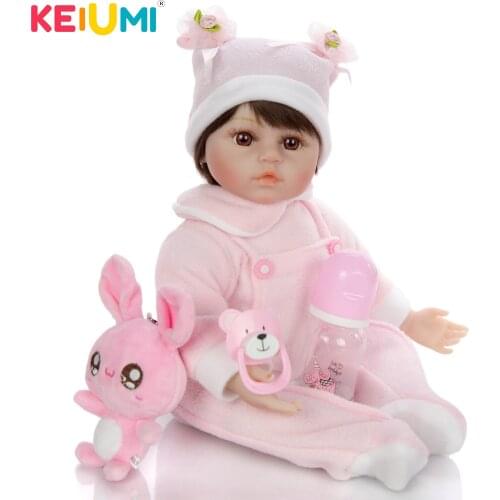 Lovely 18 Inch Reborn Babies Girl Dolls Soft Silicone Vinyl With Wig 48 cm Lifelike Cloth Body Dolls Reborn Toys Birthday Gifts